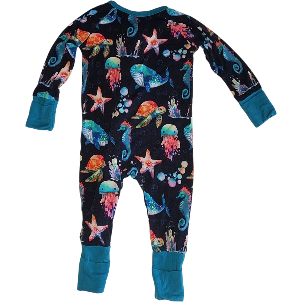 Bronx & Co One-piece Sleeper Pajamas Bamboo Black Aquatic Baby 0-3 Months